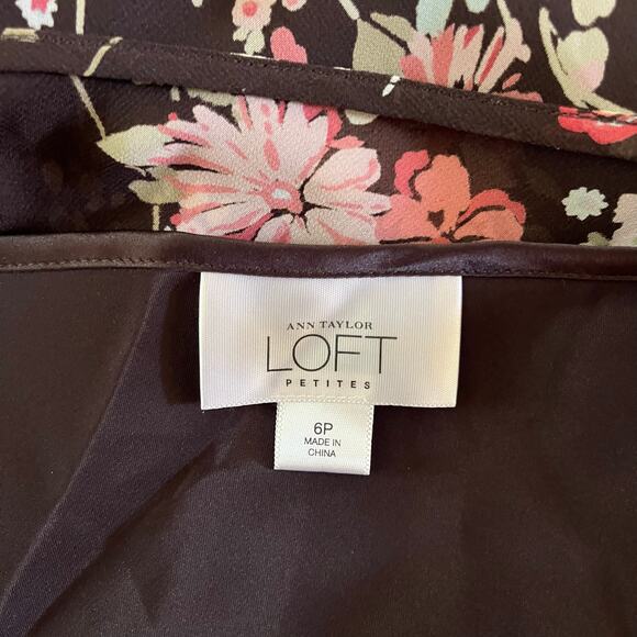 Brown Floral Sheer Ruffle Baby Doll Wrap Blouse Top Sz 6P Forest Fairy Grunge - Picture 5 of 7